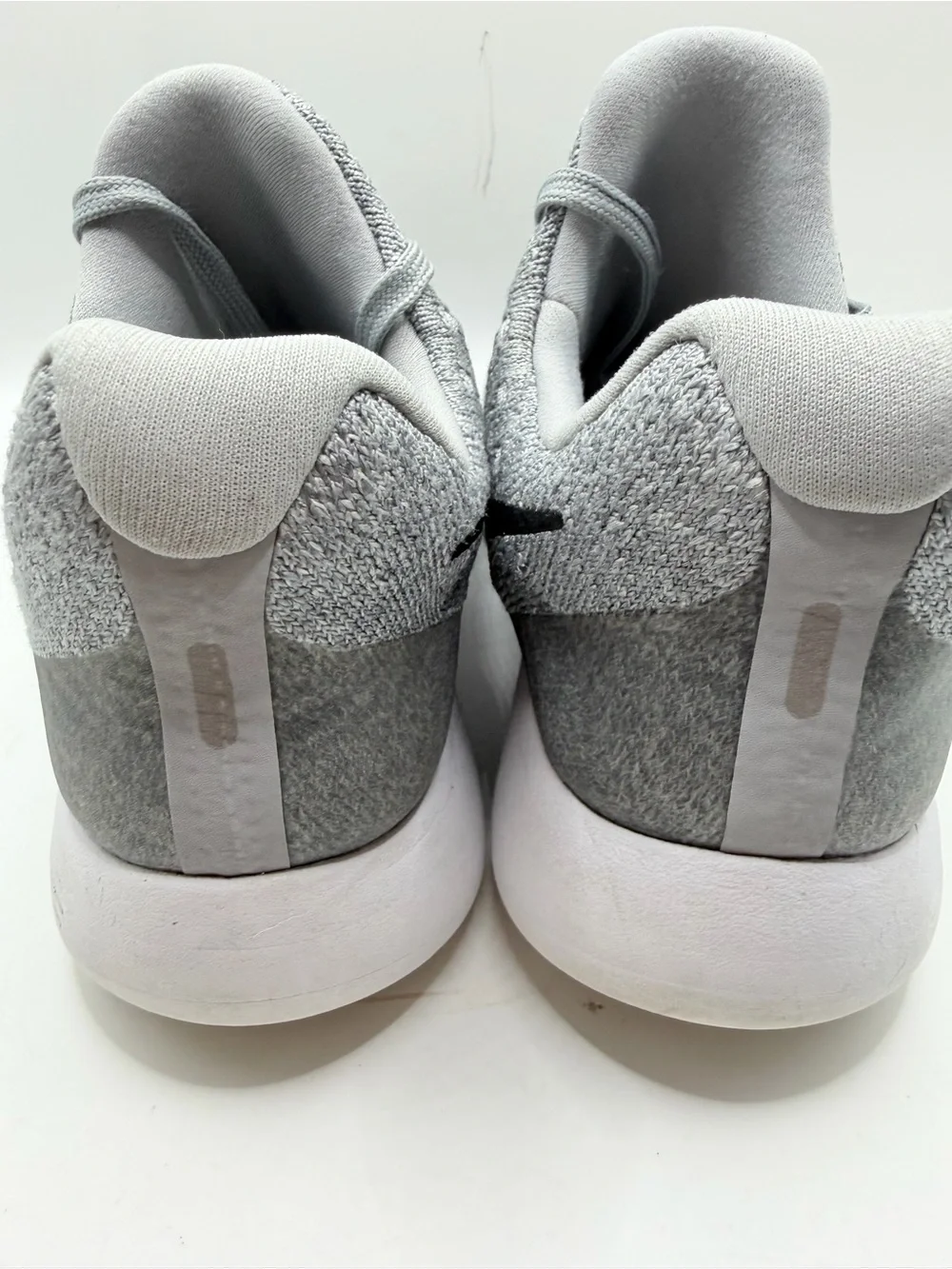 Nike Light Grey Knit Running Shoes with Black Swoosh